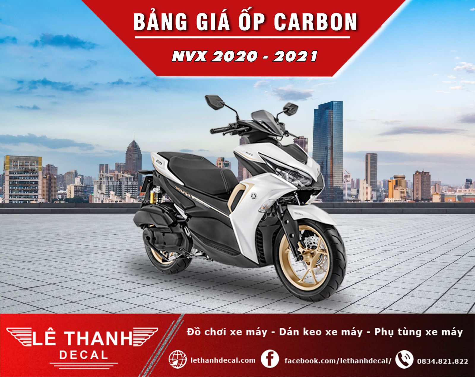 Tổng hợp, báo giá đồ chơi xe máy NVX 2020 – 2021 sơn carbon