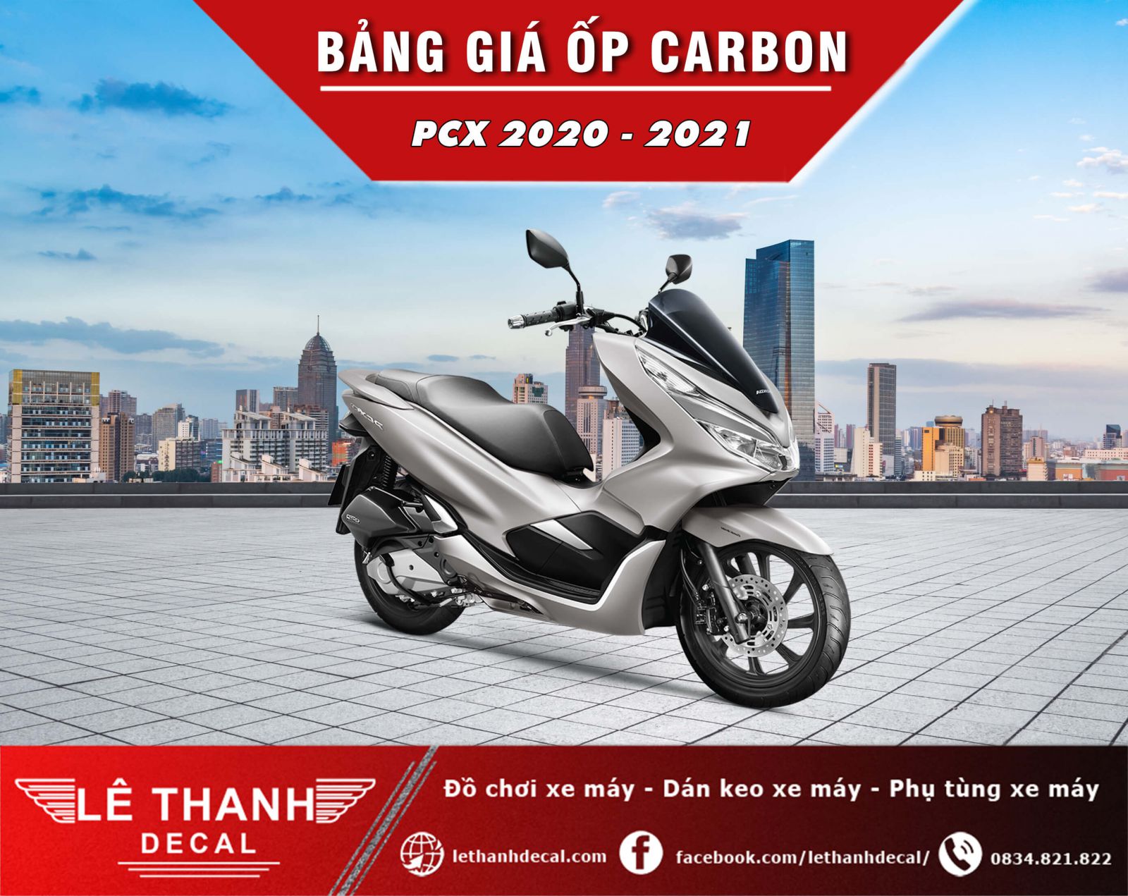 Tổng hợp, báo giá đồ chơi xe máy PCX 2020 – 2021 sơn carbon