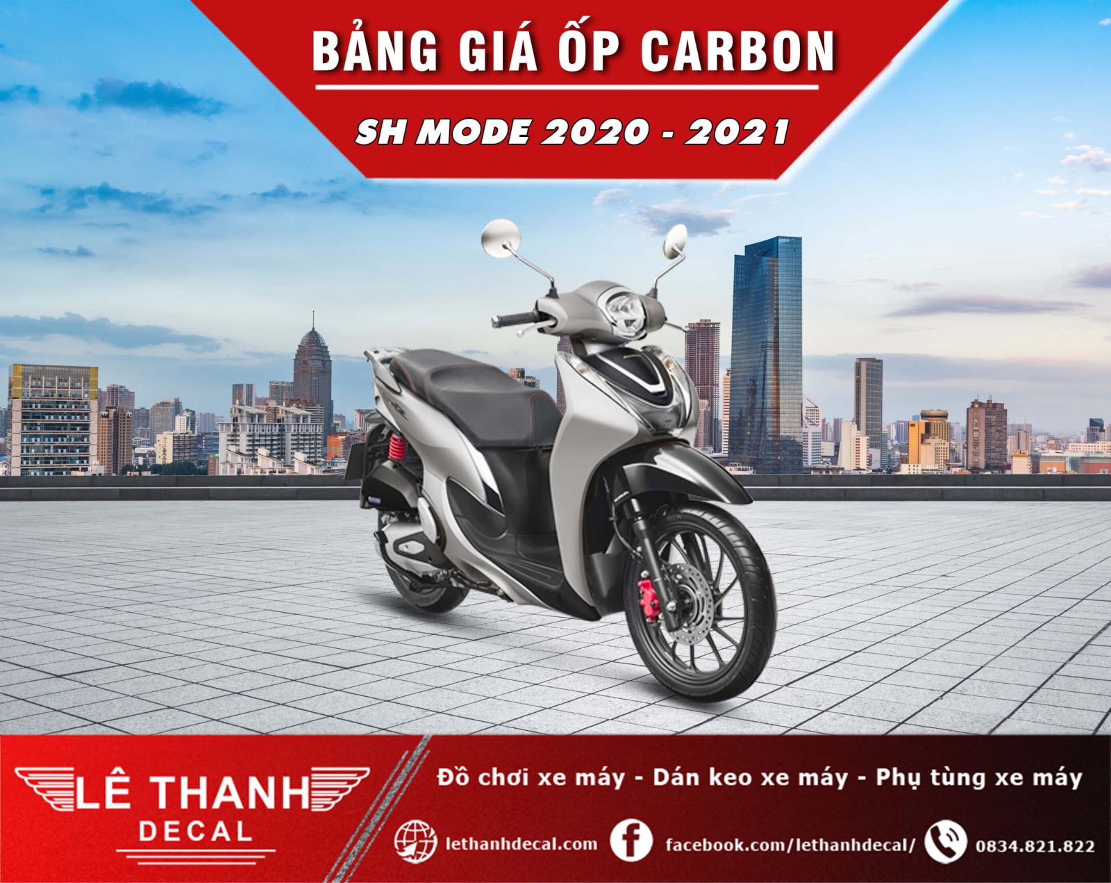 Tổng hợp, báo giá đồ chơi xe máy SH Mode 2020 – 2021 sơn carbon