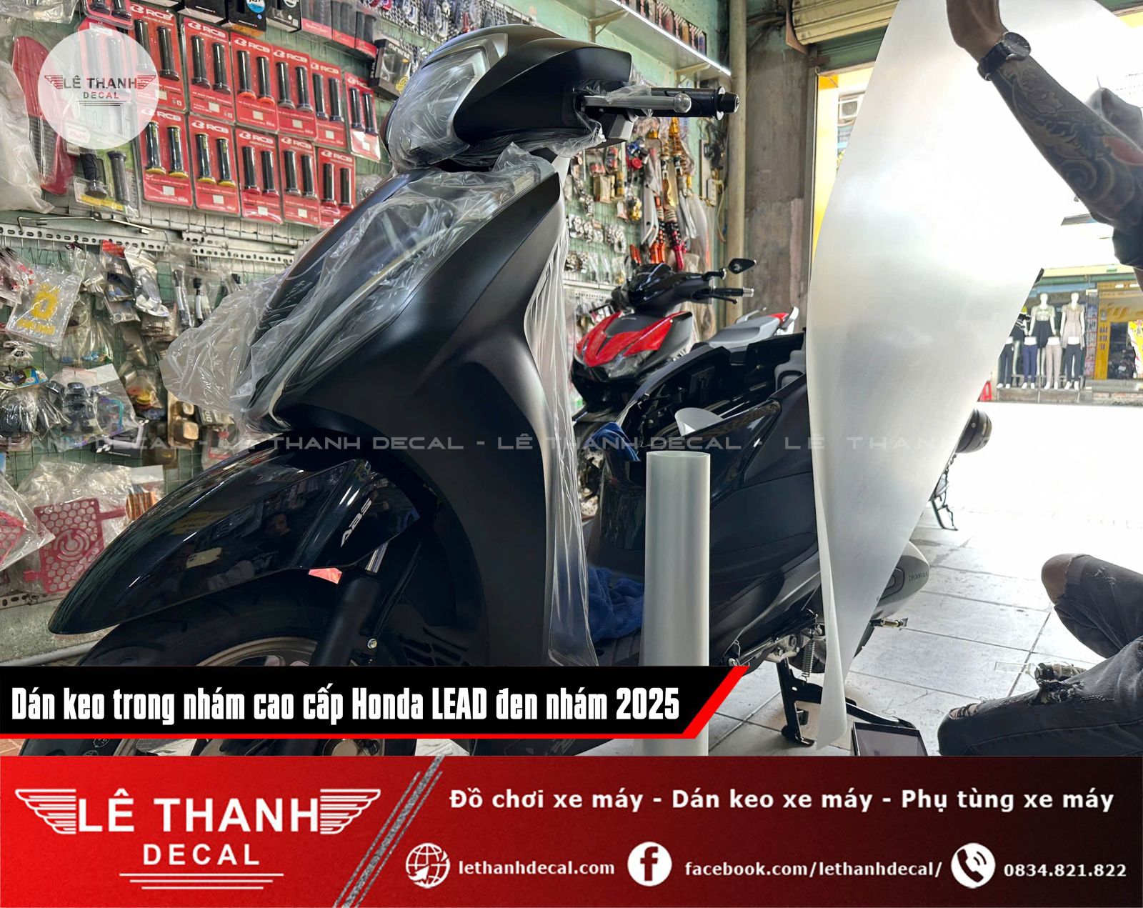 Dán keo trong nhám cao cấp Honda LEAD đen nhám 2025 