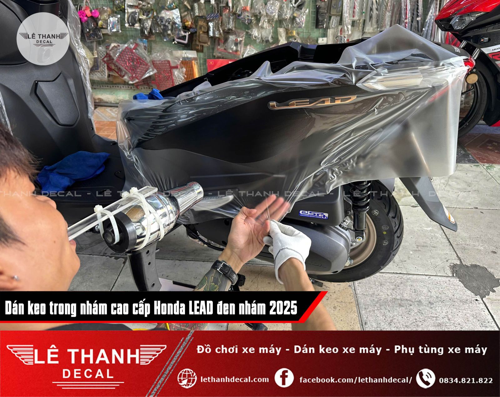 Dán keo trong nhám cao cấp Honda LEAD đen nhám 2025 