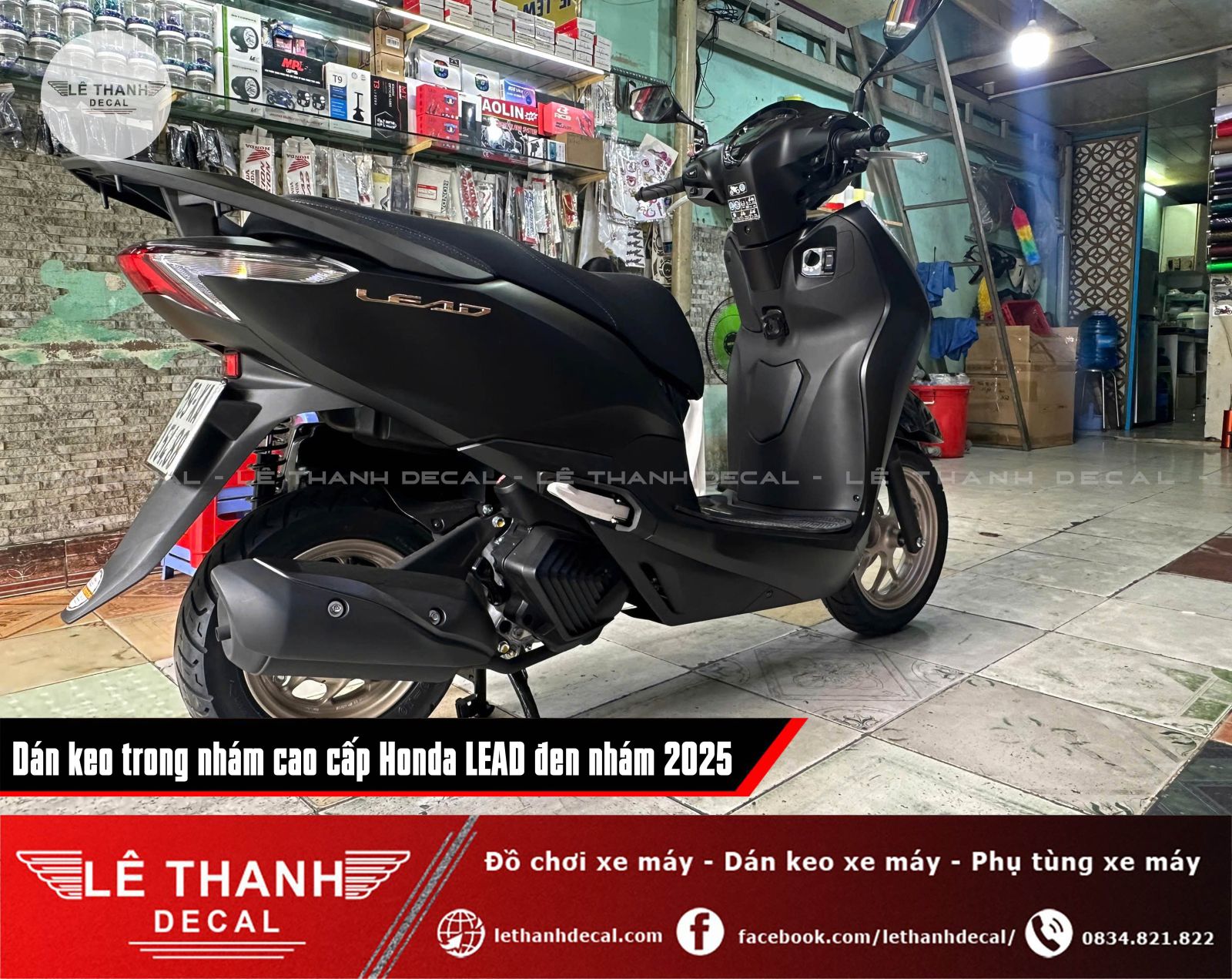 Dán keo trong nhám cao cấp Honda LEAD đen nhám 2025 