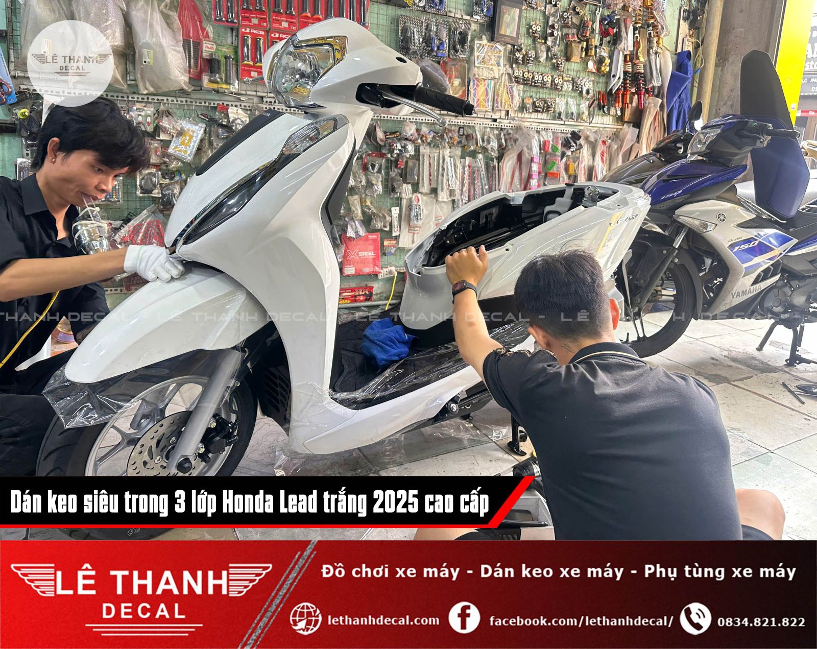 Dán keo siêu trong 3 lớp Honda Lead trắng 2025