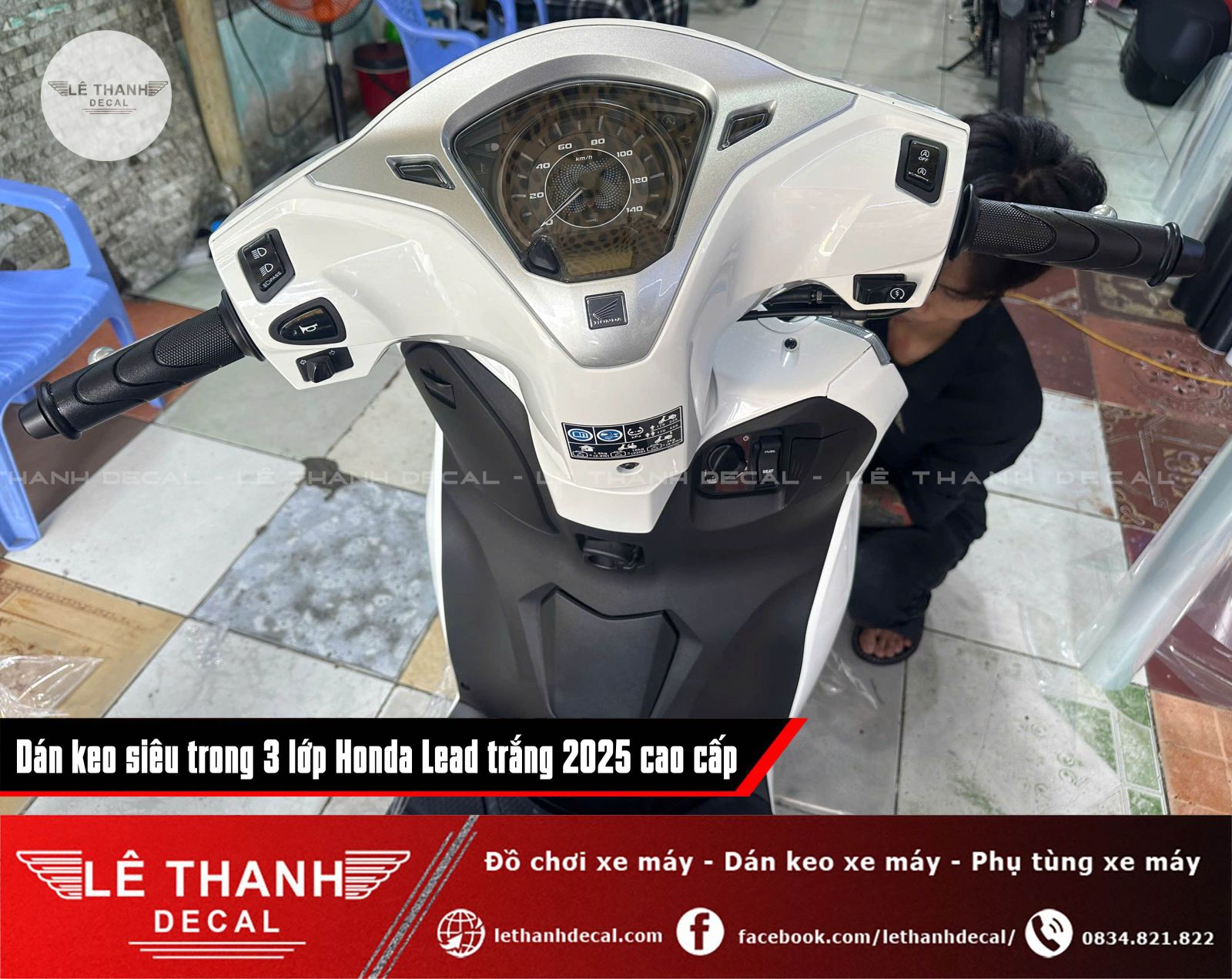 Dán keo siêu trong 3 lớp Honda Lead trắng 2025