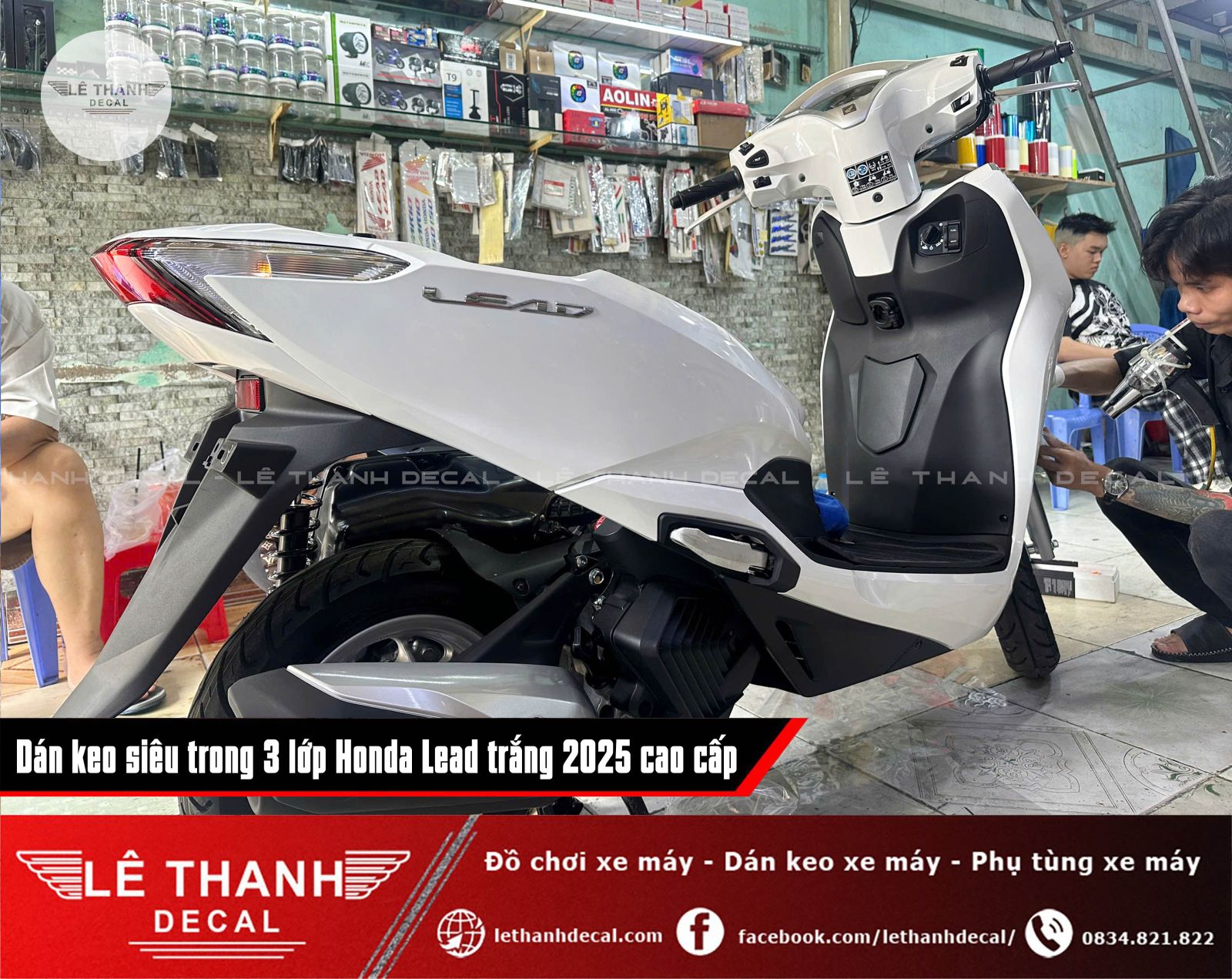 Dán keo siêu trong 3 lớp Honda Lead trắng 2025