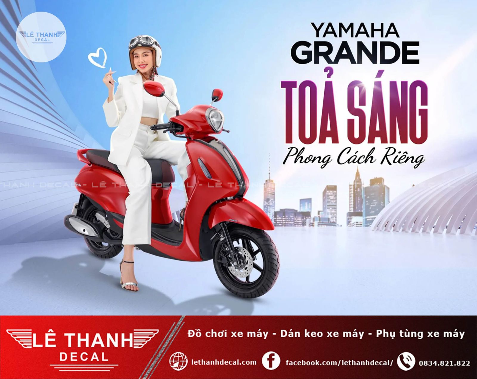 Dán keo siêu trong 3 lớp Yamaha Grande đen 2024