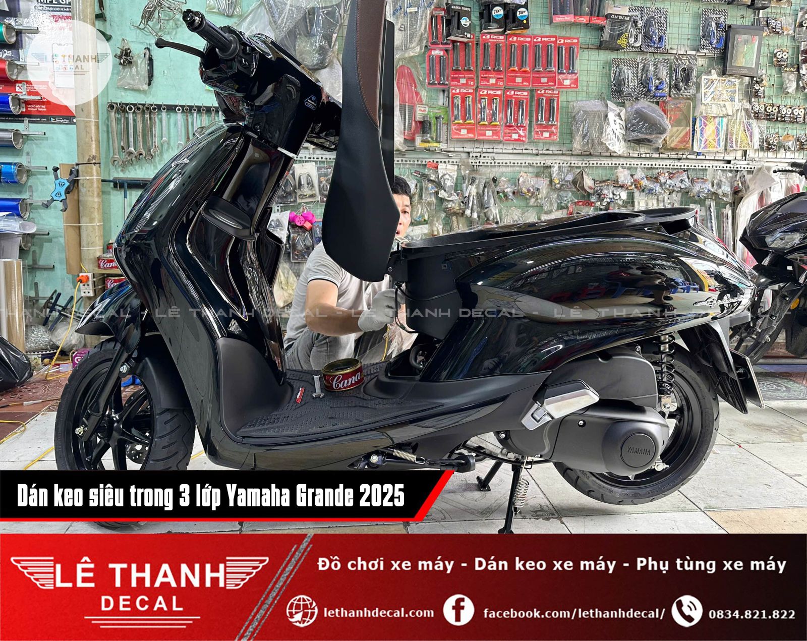 Dán keo siêu trong 3 lớp Yamaha Grande 2025 phiên bản đặc biệt