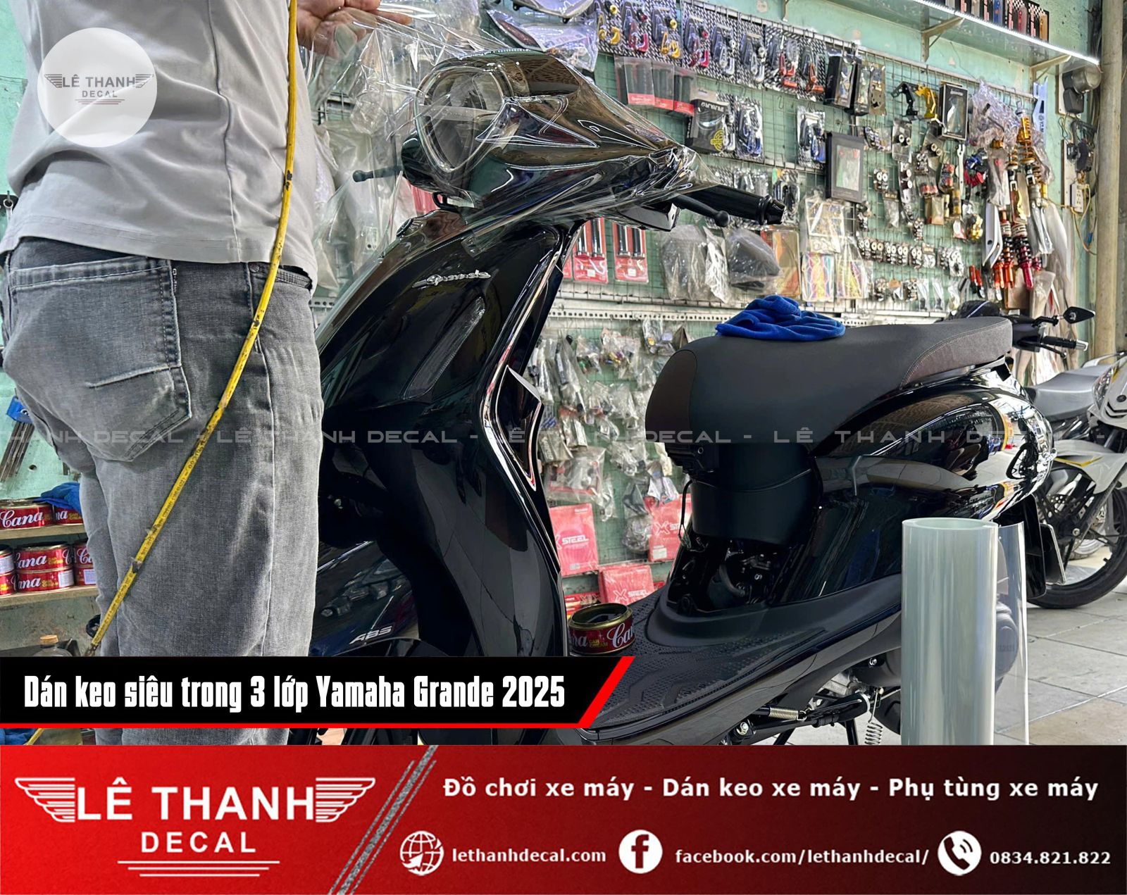 Dán keo siêu trong 3 lớp Yamaha Grande 2025 phiên bản đặc biệt