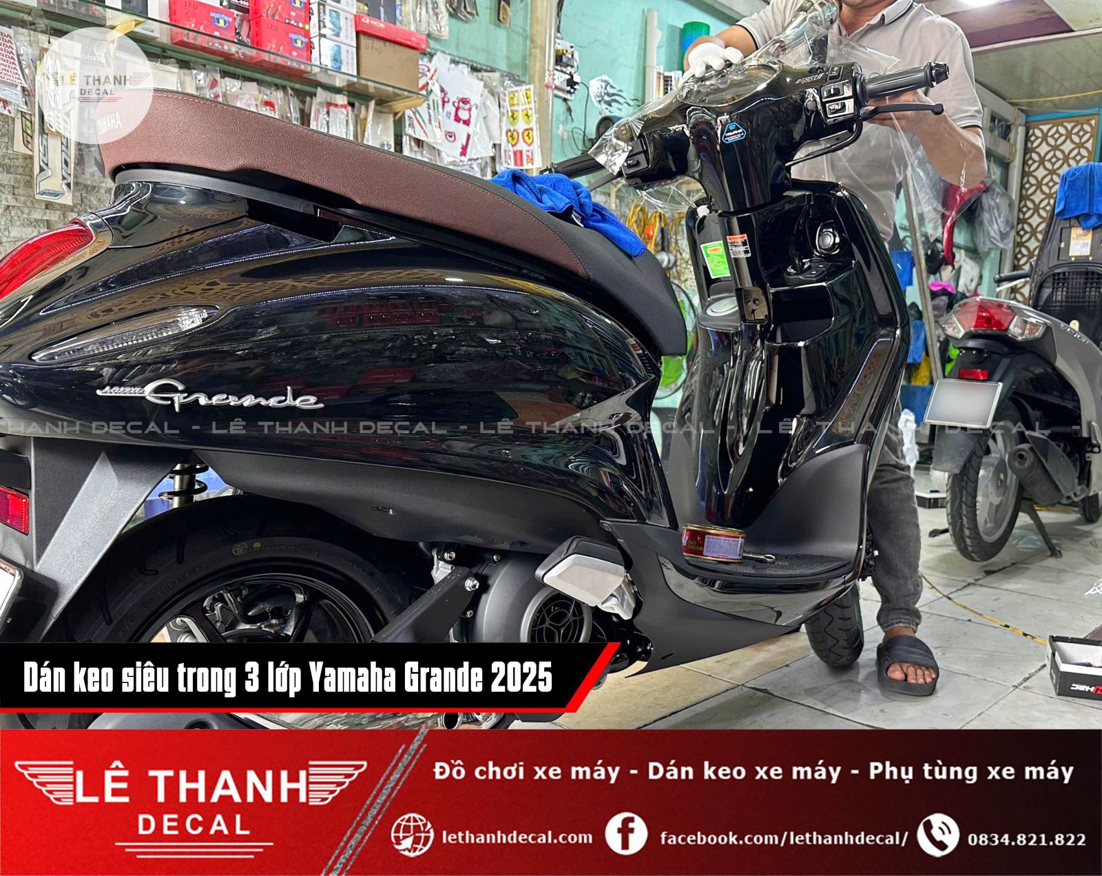 Dán keo siêu trong 3 lớp Yamaha Grande 2025 phiên bản đặc biệt