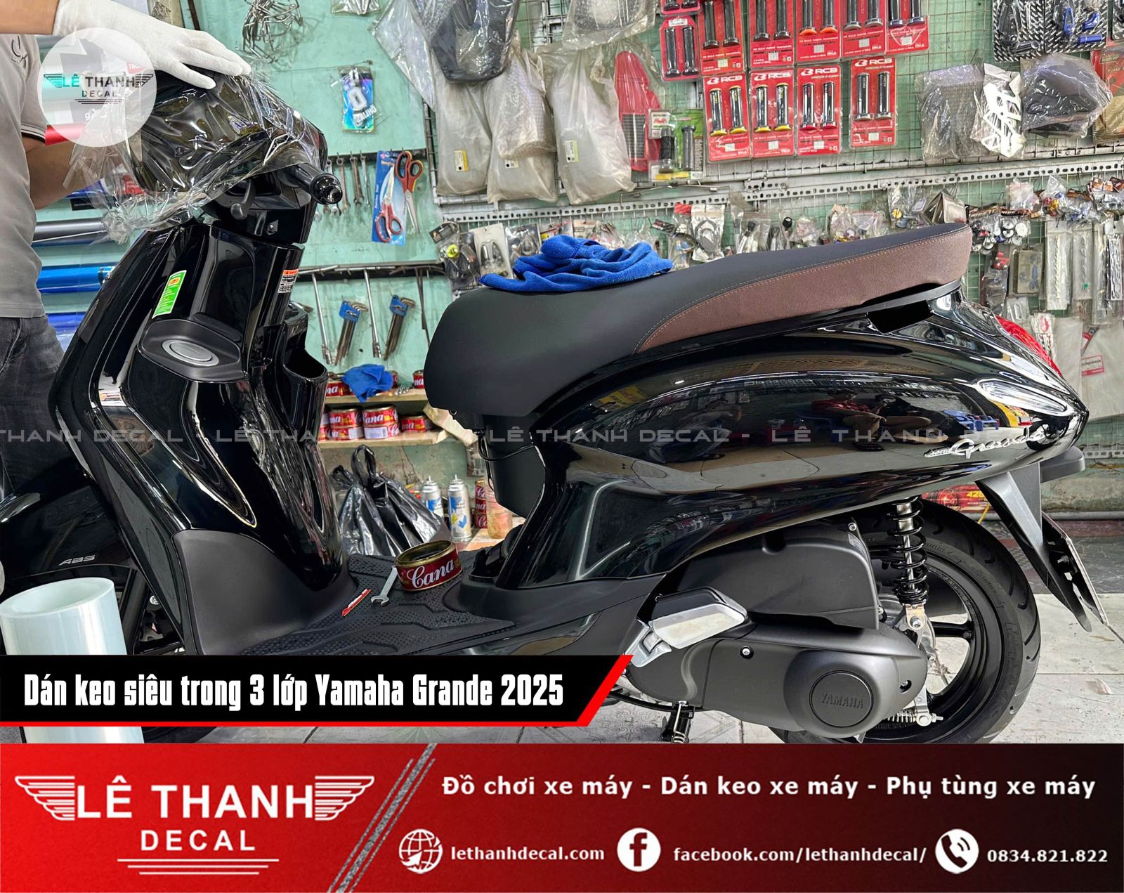 Dán keo siêu trong 3 lớp Yamaha Grande 2025 phiên bản đặc biệt