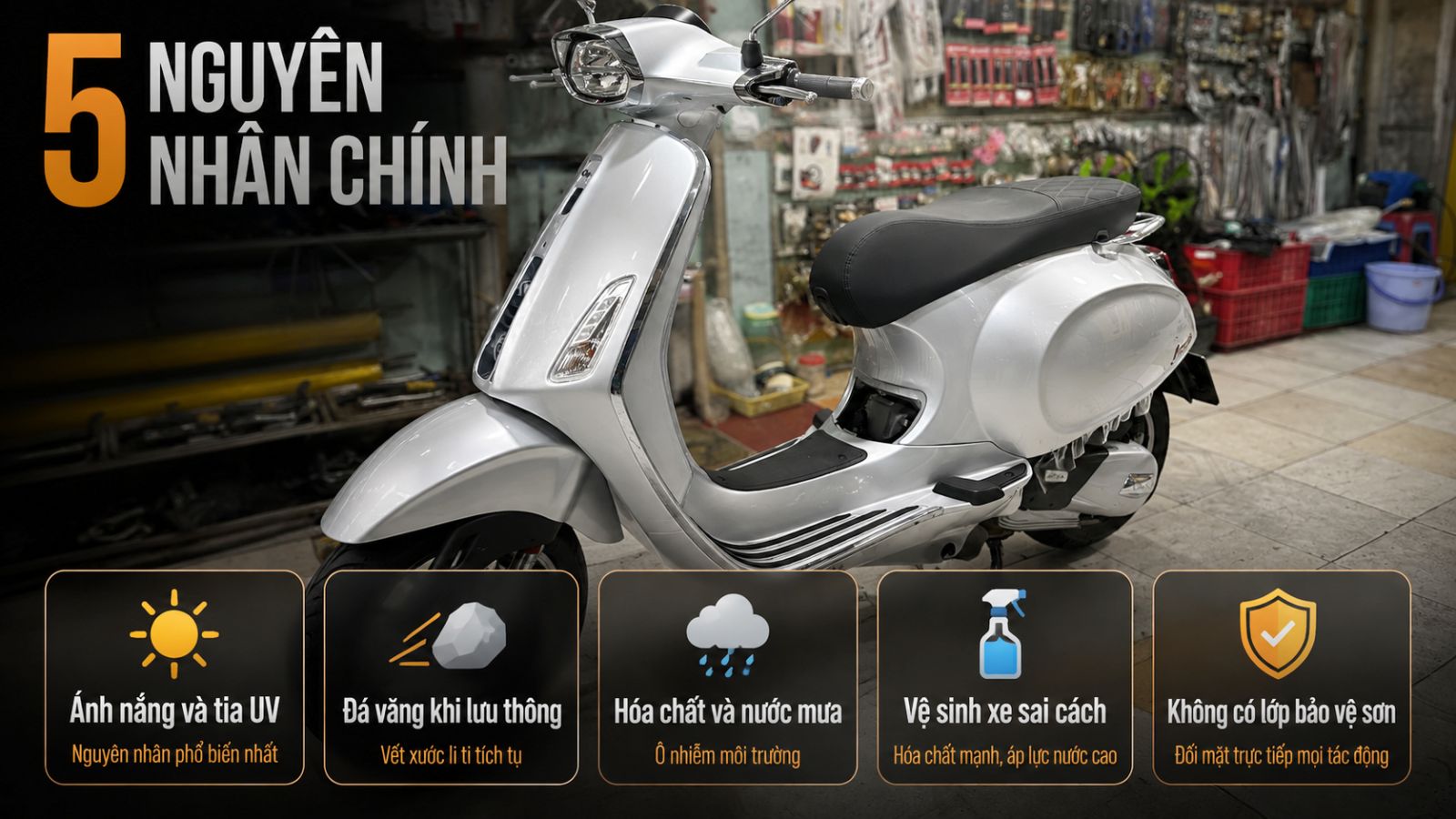 5 nguyên nhân khiến dàn áo xe máy xuống cấp nhanh 