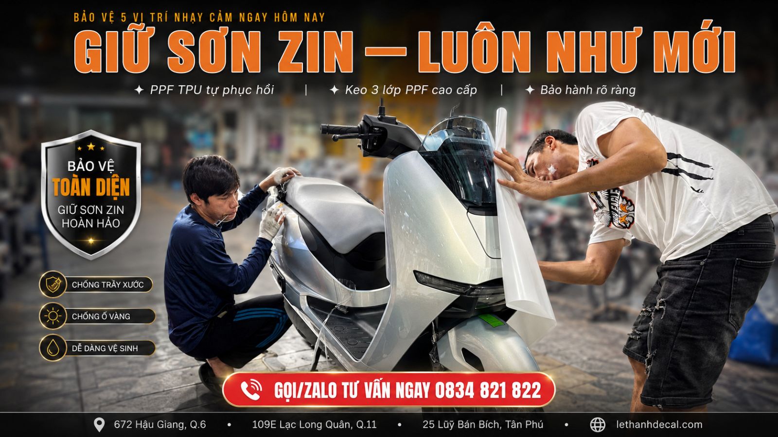 5 vị trí trên xe máy điện dễ bị trầy xước nhất cần dán bảo vệ ngay