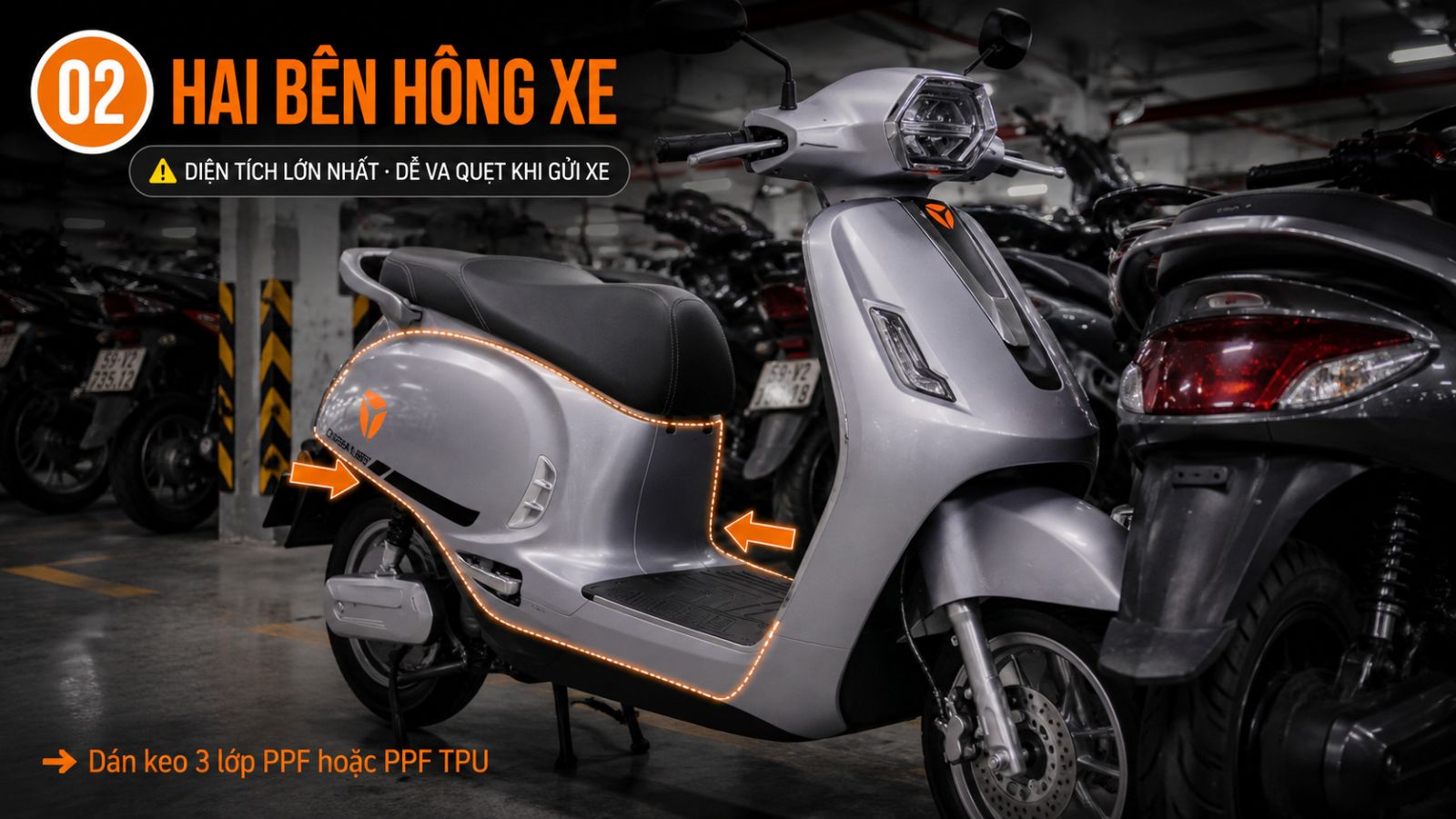 5 vị trí trên xe máy điện dễ bị trầy xước nhất cần dán bảo vệ ngay