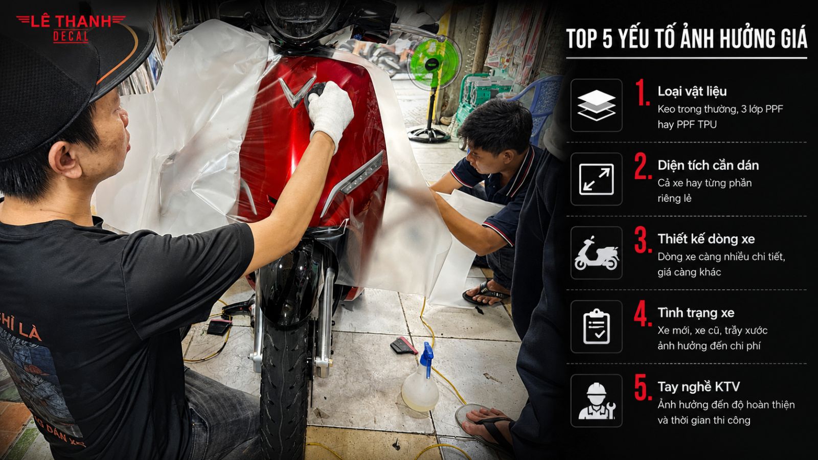 Bảng giá dán xe máy điện mới nhất 2026