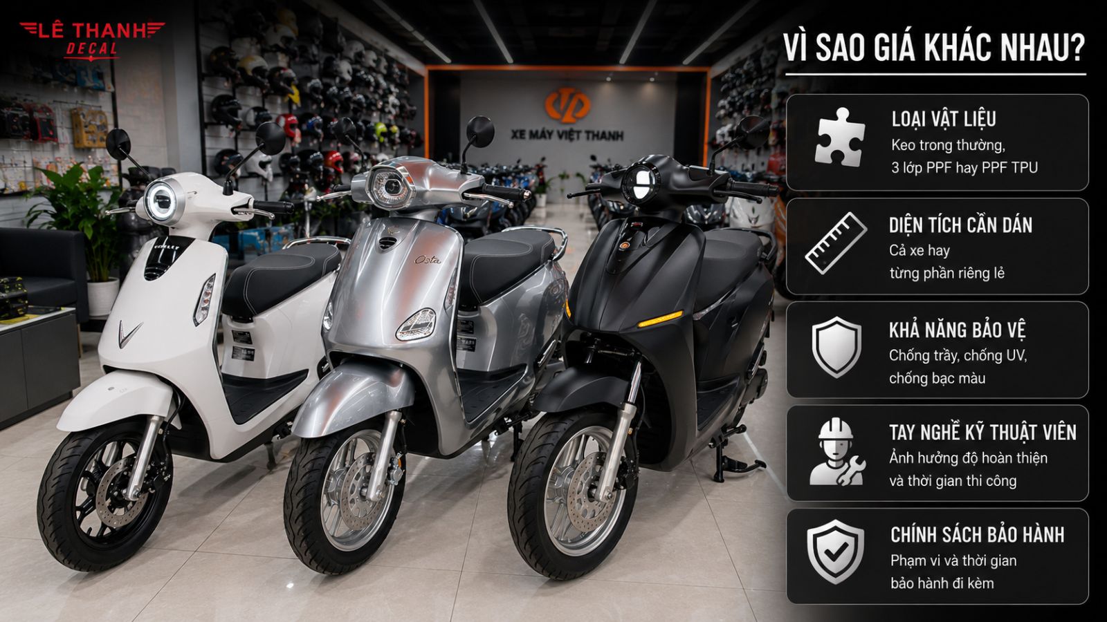 Bảng giá dán xe máy điện mới nhất 2026