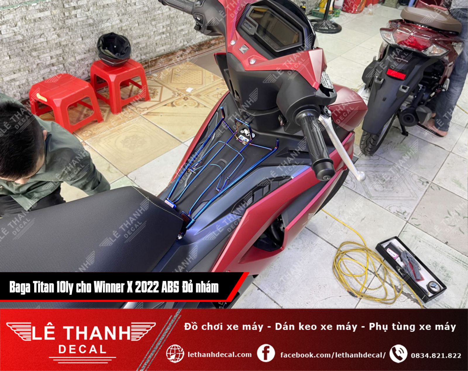 baga titan 10ly cho xe máy Winner X 2022 ABS đỏ nhám