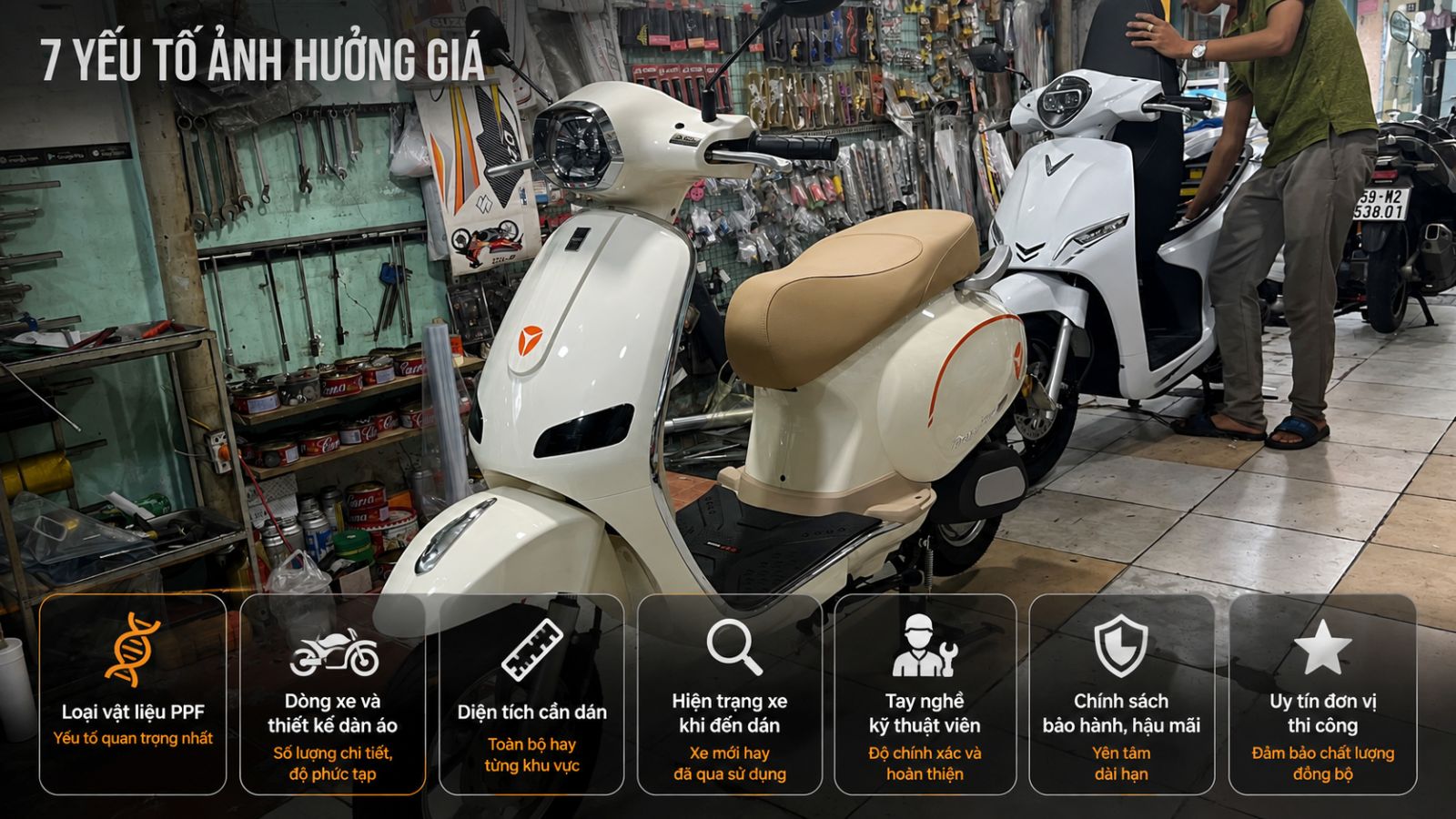 Các yếu tố quan trọng ảnh hưởng đến giá dán PPF xe máy