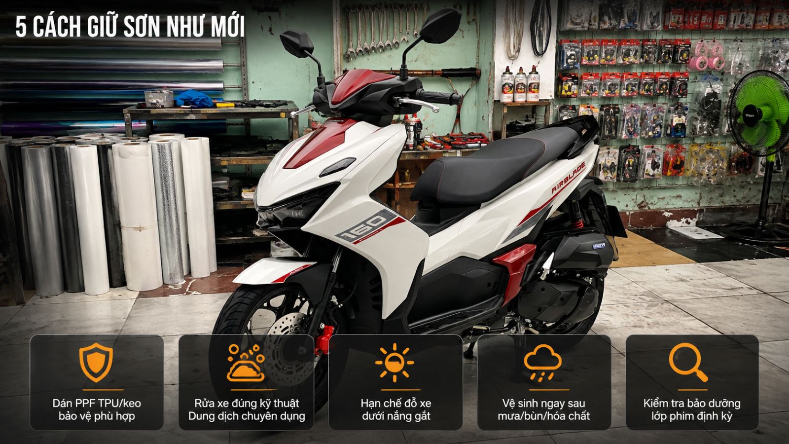 Cách bảo vệ sơn xe máy bền đẹp như mới