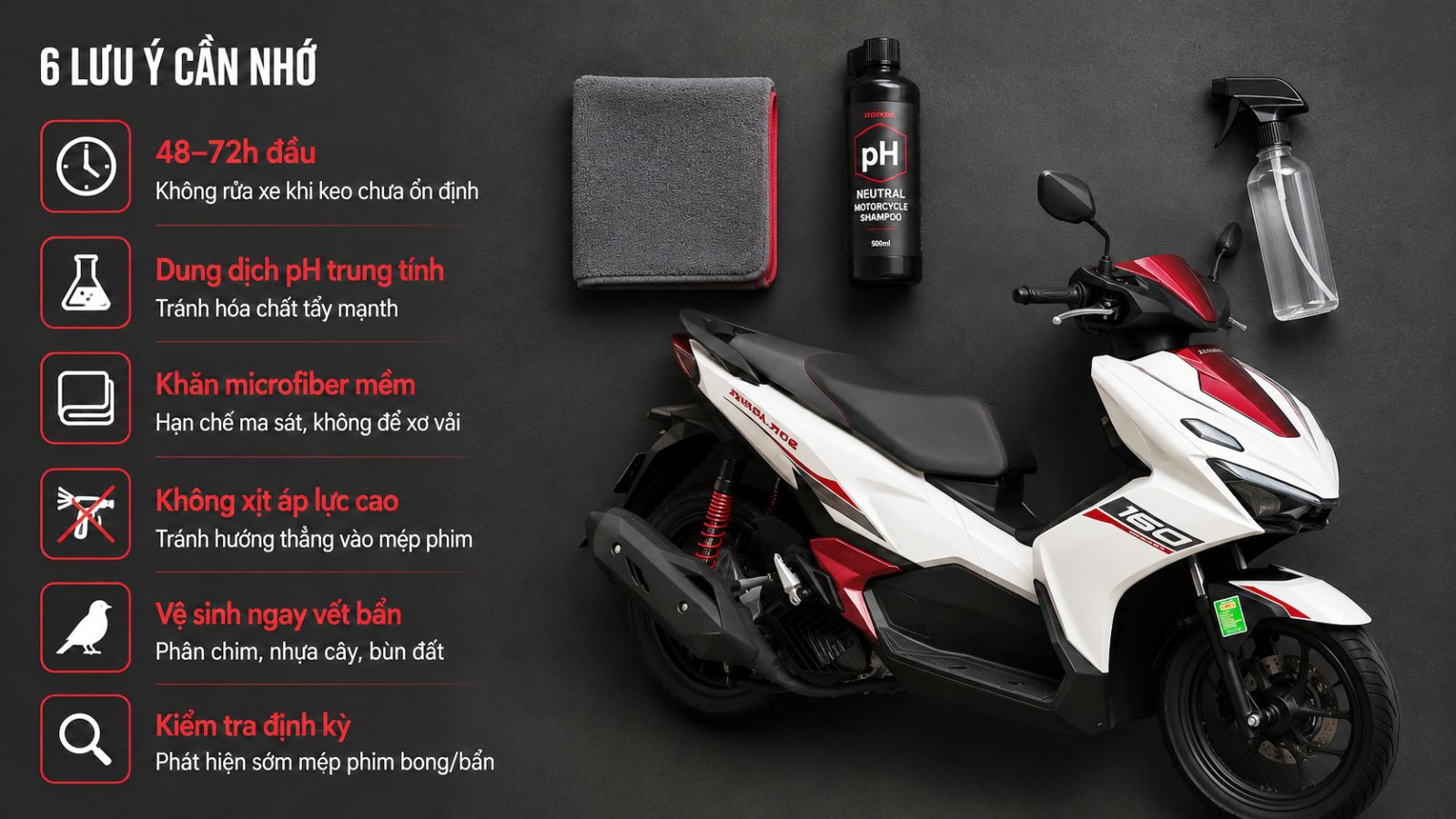 Cách chăm sóc xe máy sau khi dán PPF TPU luôn bền đẹp như mới