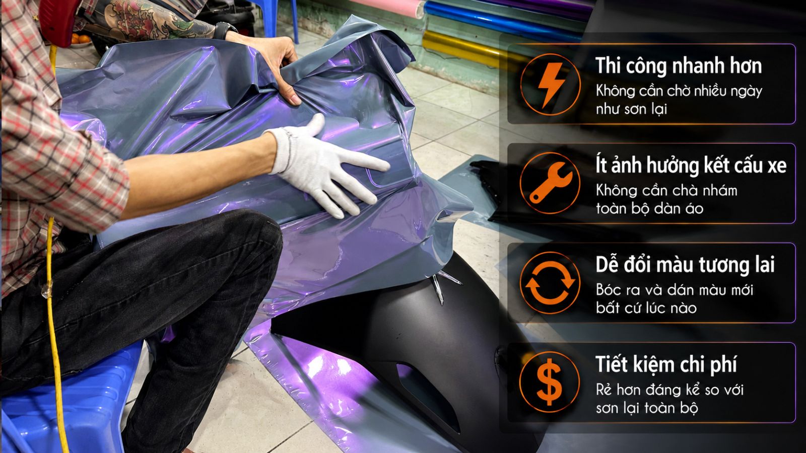 Dán đổi màu xe máy điện