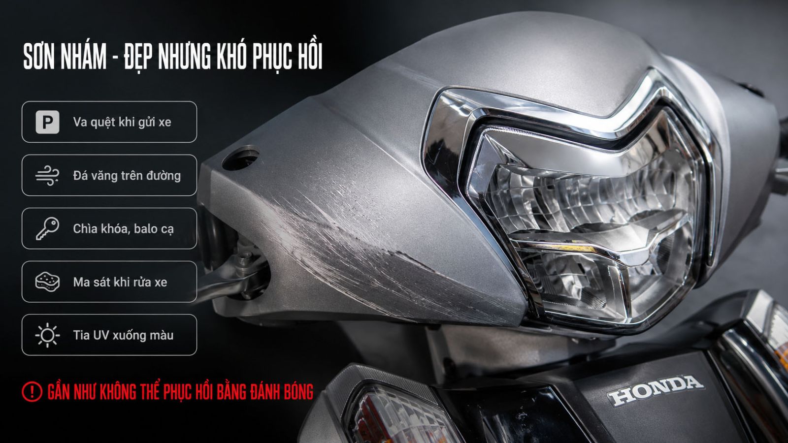 Dán keo nhám 3 lớp PPF Honda LEAD màu bạc nhám