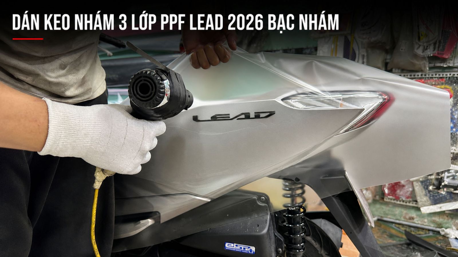 Dán keo nhám 3 lớp PPF Honda LEAD màu bạc nhám