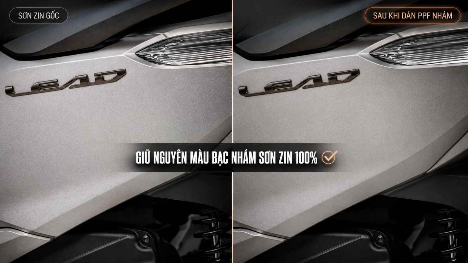 Dán keo nhám 3 lớp PPF Honda LEAD màu bạc nhám