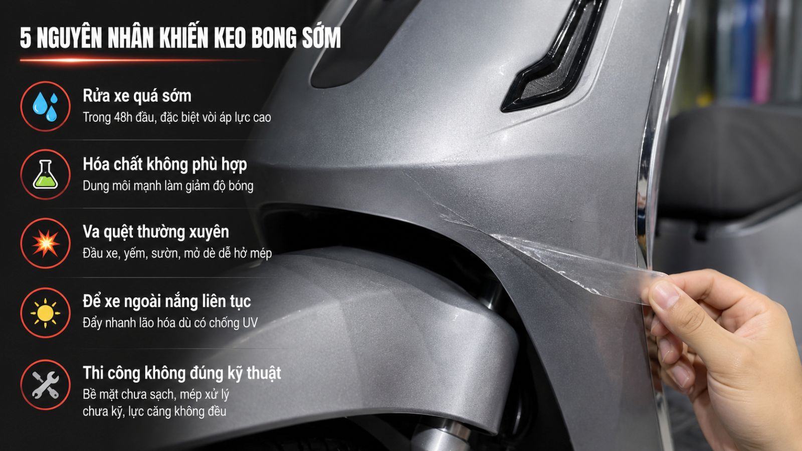 Dán keo xe máy điện bao lâu thì bong?