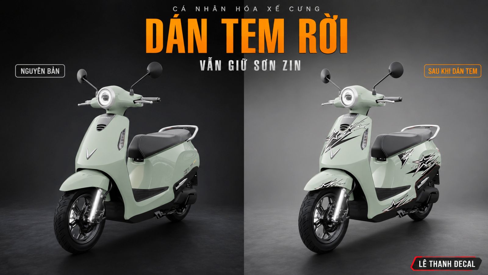 Dán tem rời xe máy điện