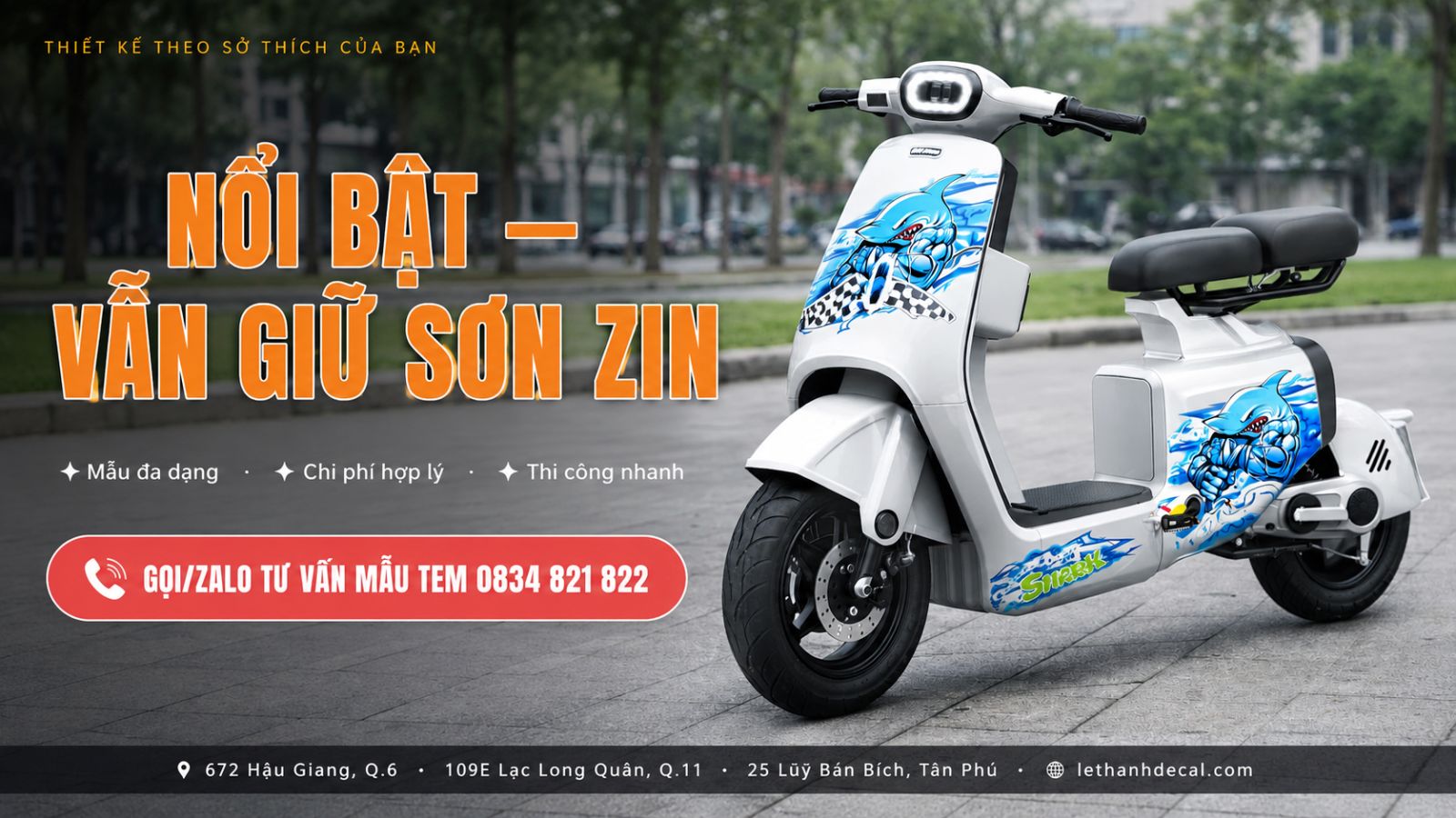 Dán tem rời xe máy điện