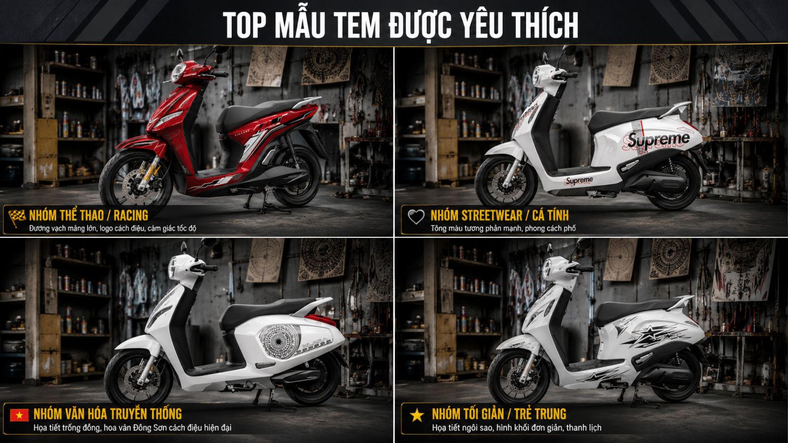 Dán tem rời xe máy điện