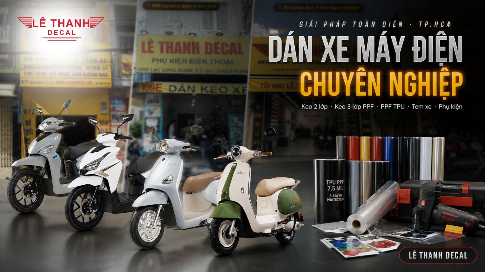 Quy trình 6 bước dán xe máy điện chuẩn kỹ thuật