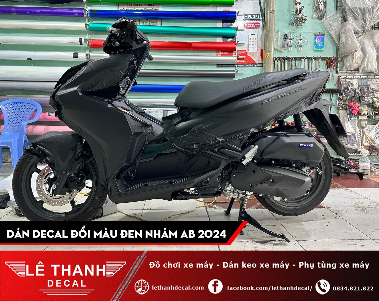 Dán decal đổi màu đen nhám cho AirBlade 2024