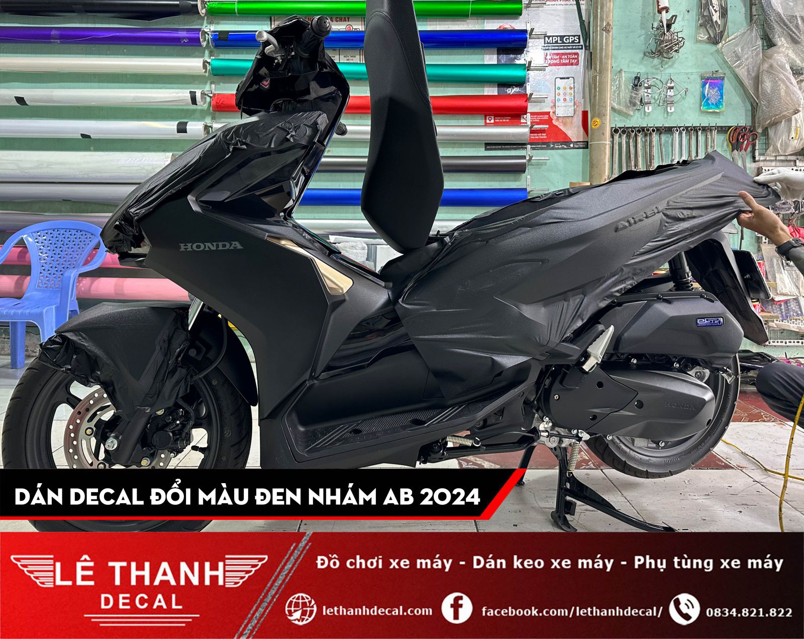 Dán decal đổi màu đen nhám cho AirBlade 2024