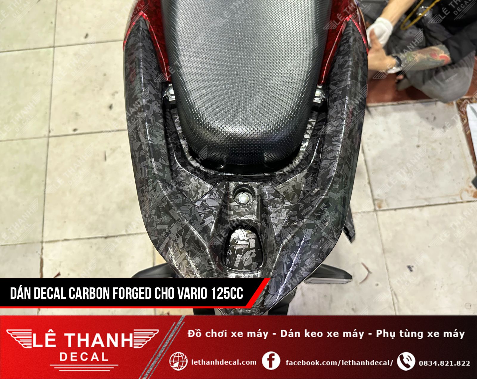 Dán decal Carbon Forged cao cấp cho Vario 125cc