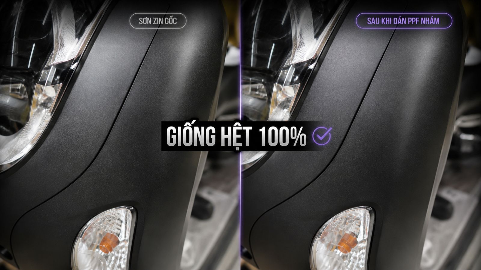 Dán keo nhám 3 lớp PPF Honda Scoopy đen nhám 2026