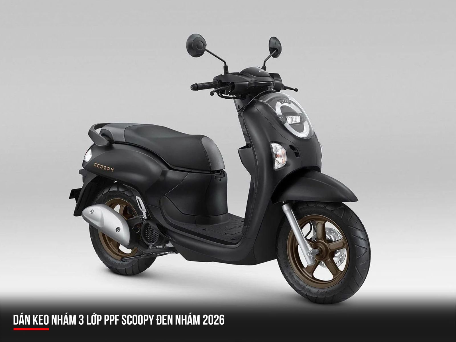 Dán keo nhám 3 lớp PPF Honda Scoopy đen nhám 2026