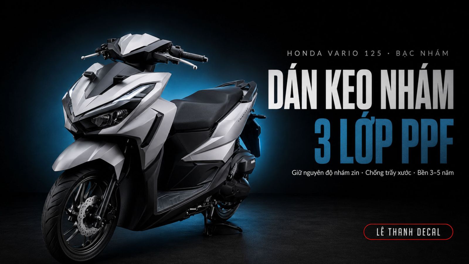 Dán keo nhám 3 lớp ppf Vario 125 màu bạc nhám 