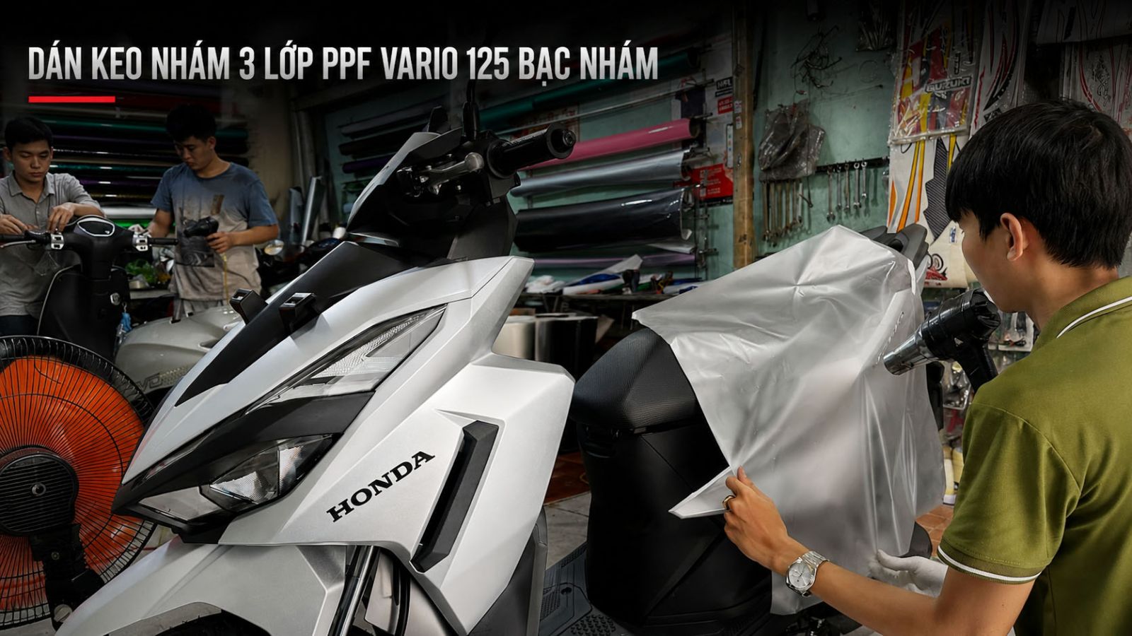 Dán keo nhám 3 lớp PPF Vario 125 màu bạc nhám