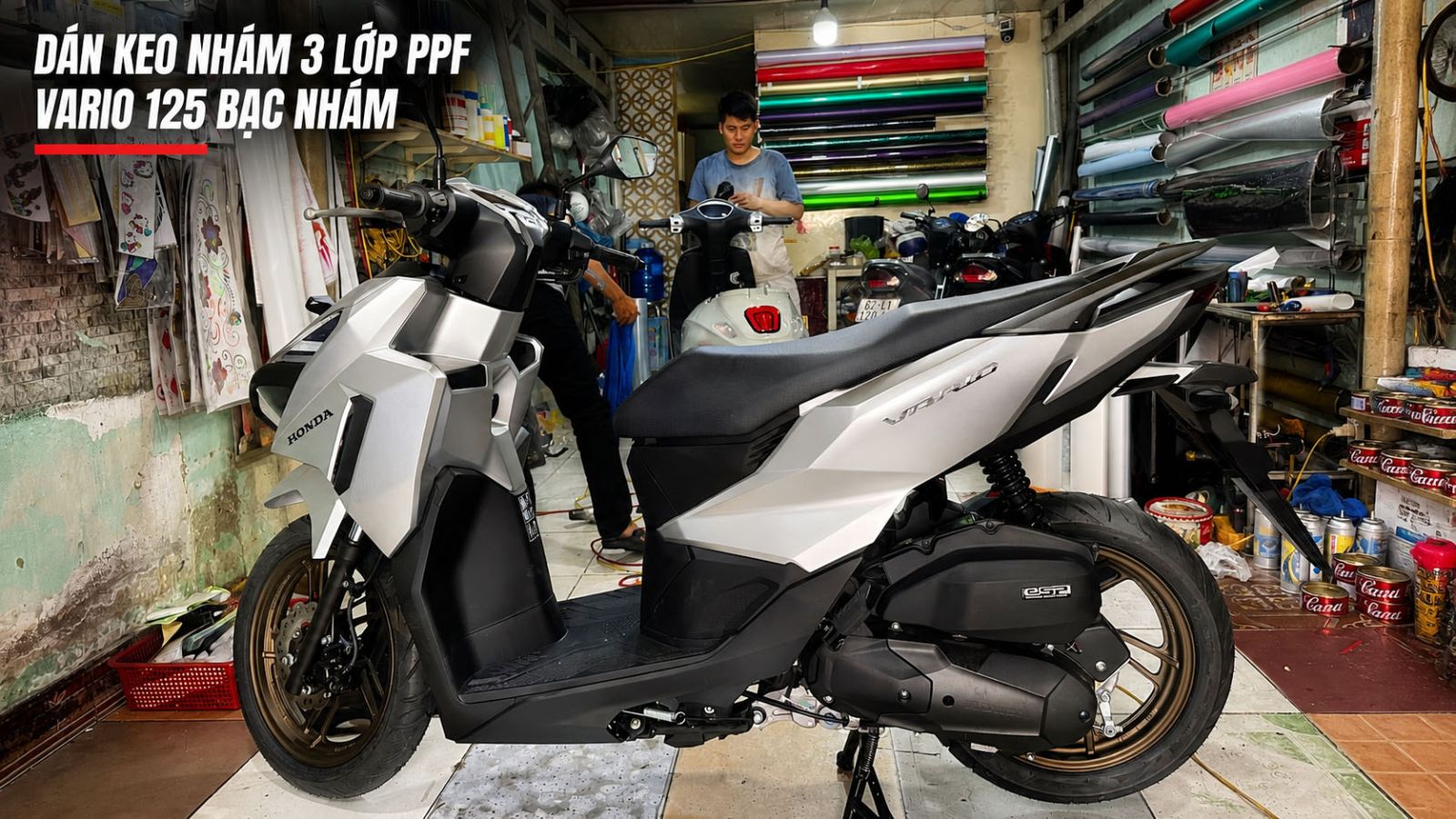 Dán keo nhám 3 lớp PPF Vario 125 màu bạc nhám