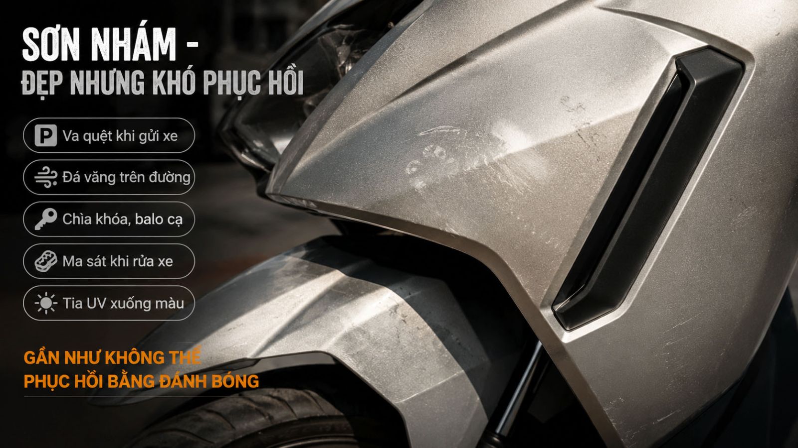 Dán keo nhám 3 lớp ppf Vario 125 màu bạc nhám 
