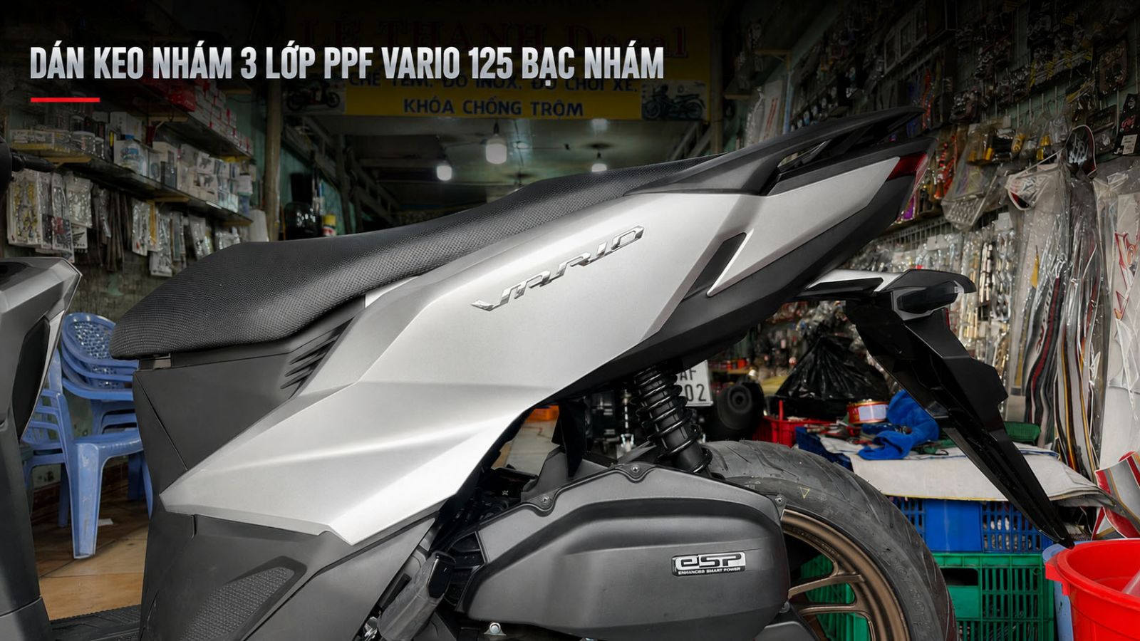 Dán keo nhám 3 lớp PPF Vario 125 màu bạc nhám
