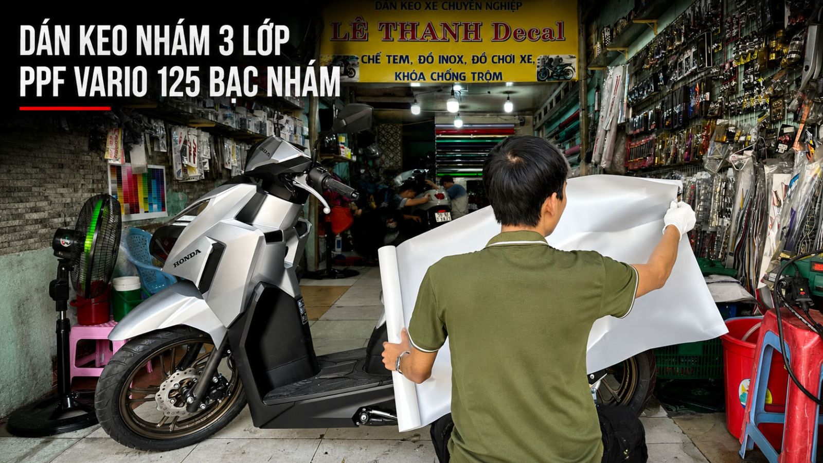 Dán keo nhám 3 lớp PPF Vario 125 màu bạc nhám