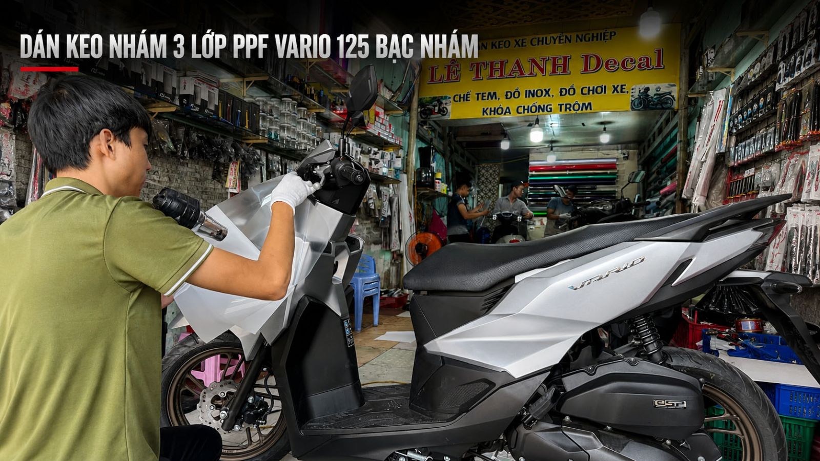 Dán keo nhám 3 lớp PPF Vario 125 màu bạc nhám