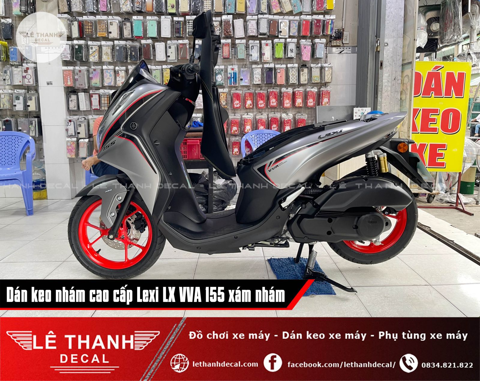 Dán keo nhám cao cấp cho Lexi LX VVA 155 xám nhám