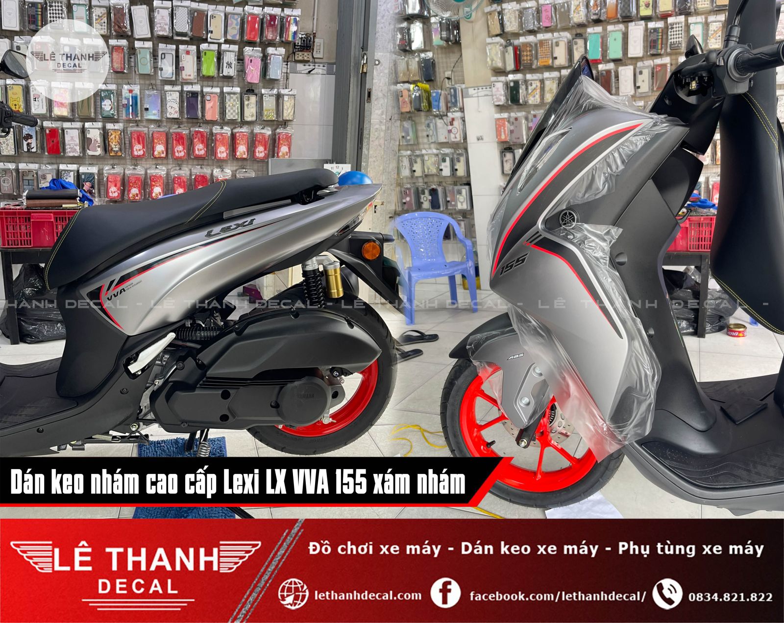 Dán keo nhám cao cấp cho Lexi LX VVA 155 xám nhám