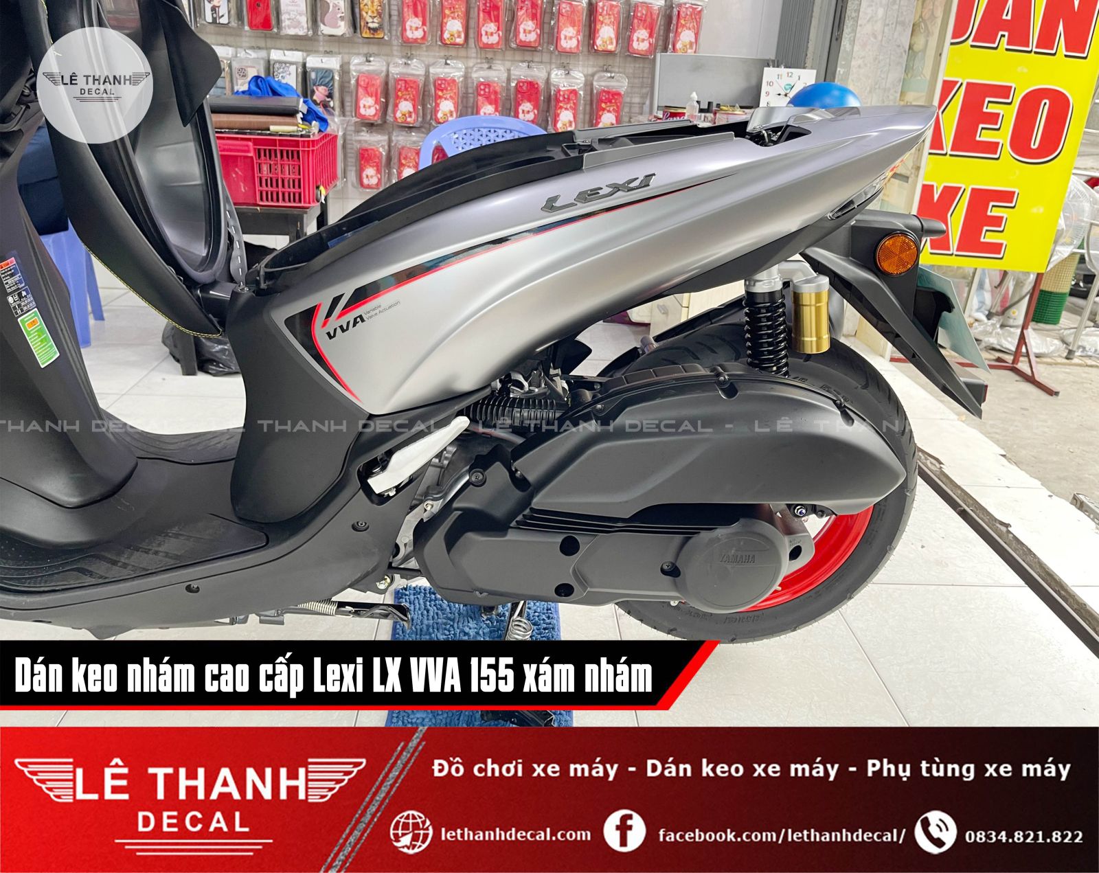 Dán keo nhám cao cấp cho Lexi LX VVA 155 xám nhám