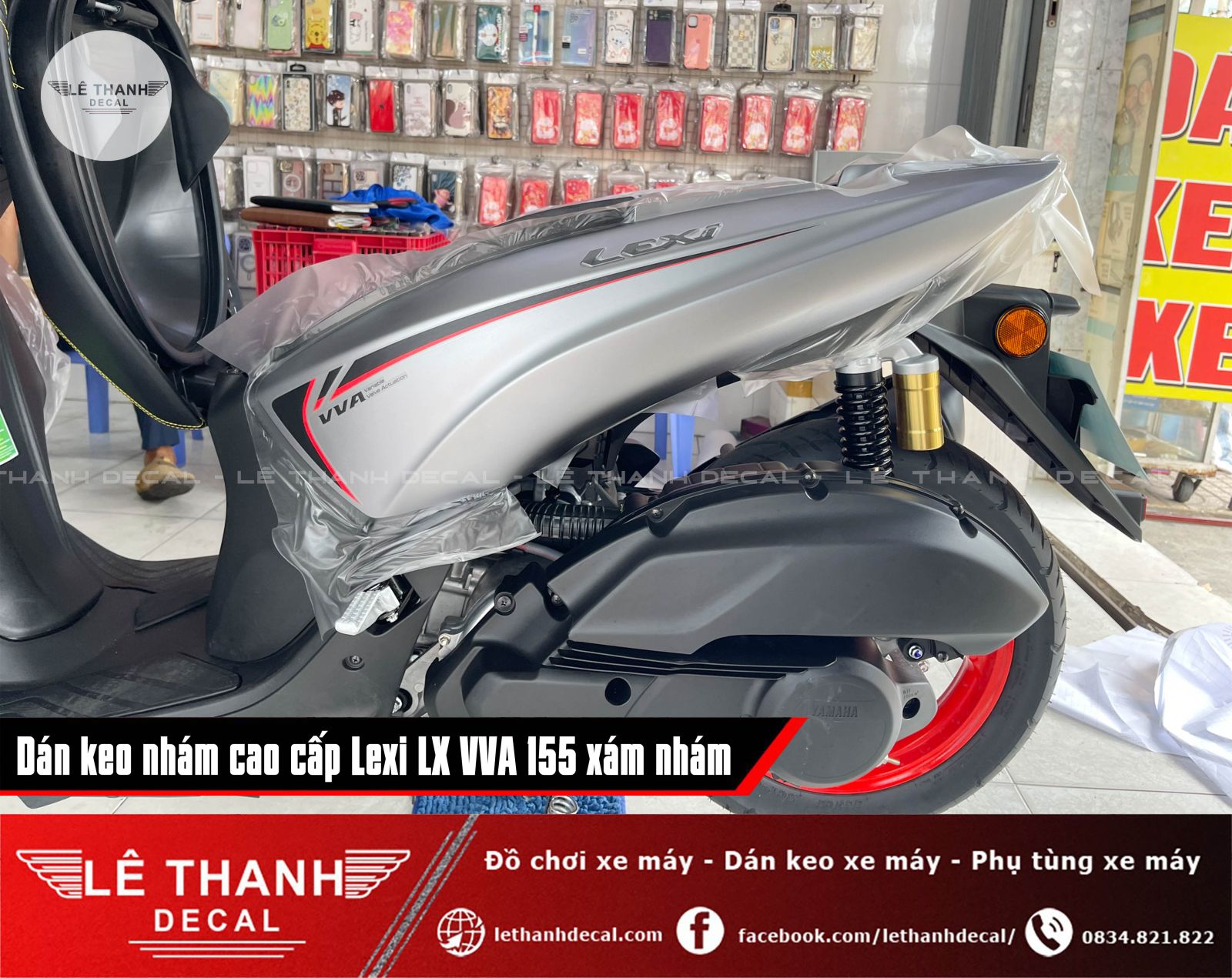 Dán keo nhám cao cấp cho Lexi LX VVA 155 xám nhám