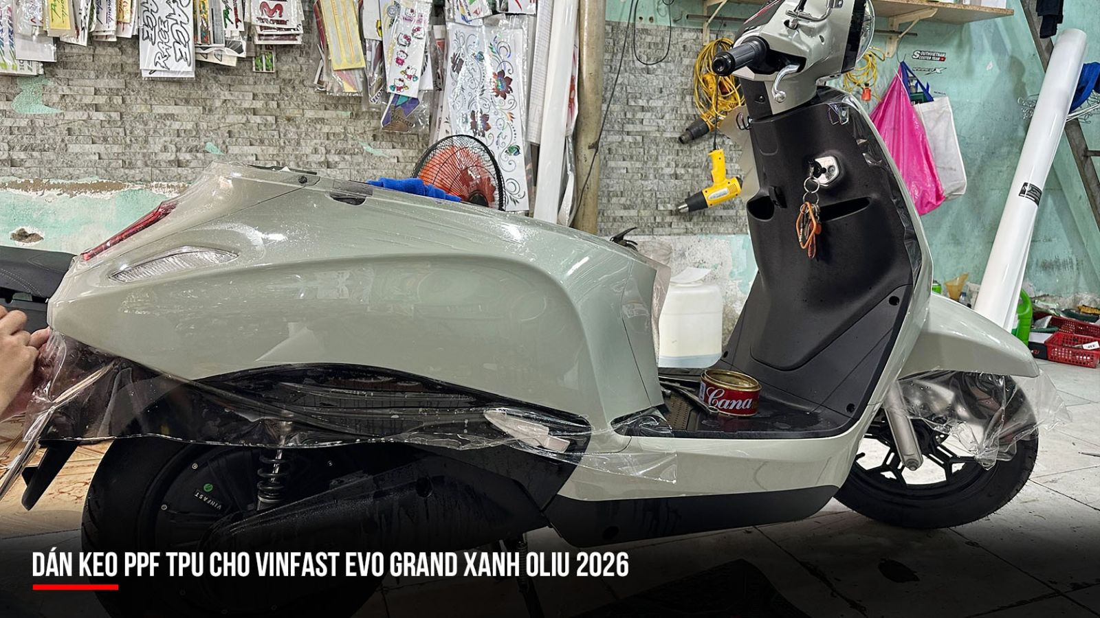 Dán keo ppf TPU cho Vinfast EVO GRAND xanh Oliu 2026