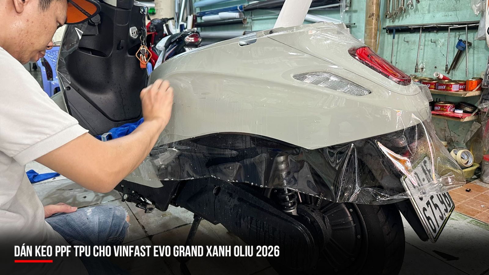 Dán keo ppf TPU cho Vinfast EVO GRAND xanh Oliu 2026